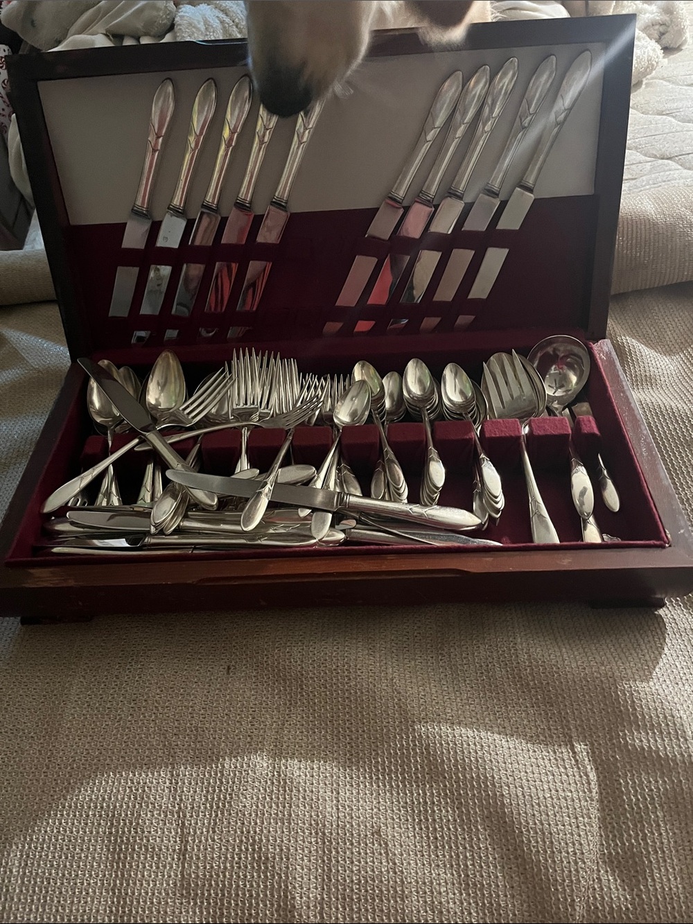 Silver plate 1951 lily of the Valley Flatware set large over 100 pieces